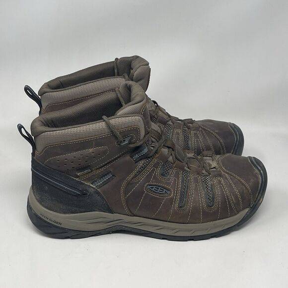 Keen Utility Flint Mid Steel Toe Boots Mens 13 D Brown Leather Work Hiking - Picture 1 of 16